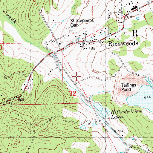 Topographic Map of Skewes Lead Diggings, MO