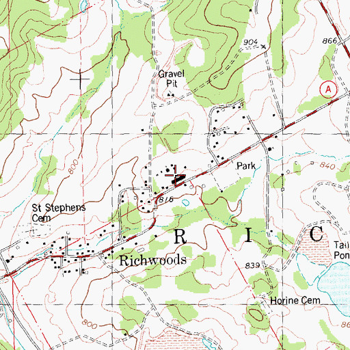 Topographic Map of Richwoods School, MO