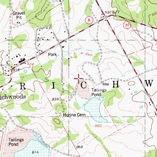 Topographic Map of Richwoods Lead Mine, MO