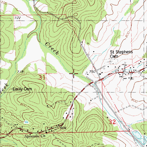 Topographic Map of Papoose Creek, MO