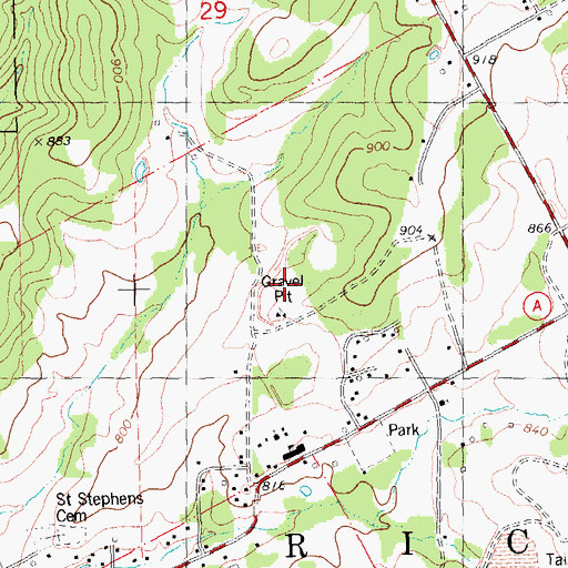 Topographic Map of La Beaume Lead Diggings, MO