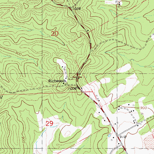 Topographic Map of Hurricane, MO