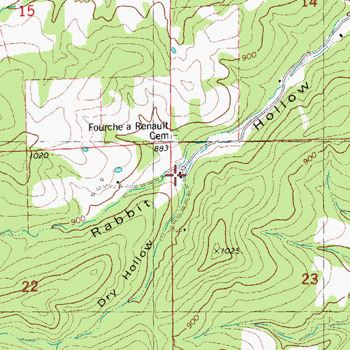 Topographic Map of Baughers Sawmill (historical), MO