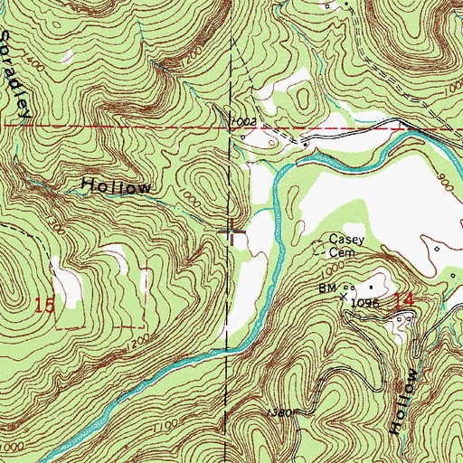 Topographic Map of Spradley Hollow, AR