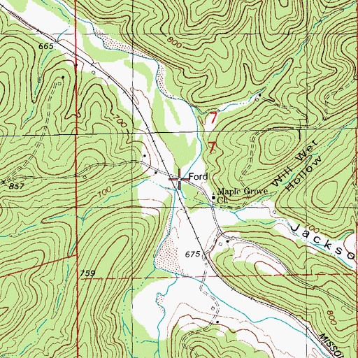 Topographic Map of Northcut, MO