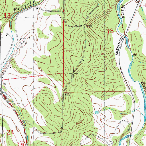 Topographic Map of Shores Lead Mine, MO