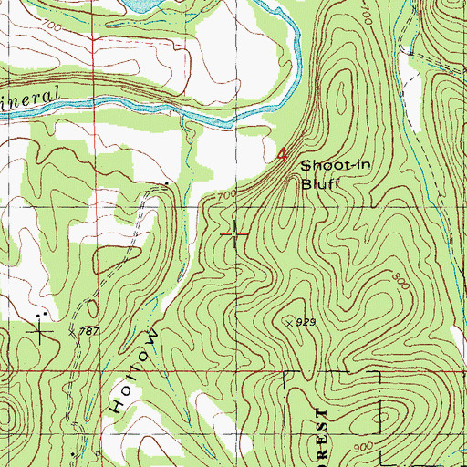 Topographic Map of DuCloes Lead Diggings, MO