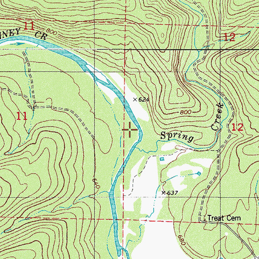 Topographic Map of Spring Creek, AR