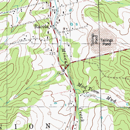 Topographic Map of Crawfish Branch, MO