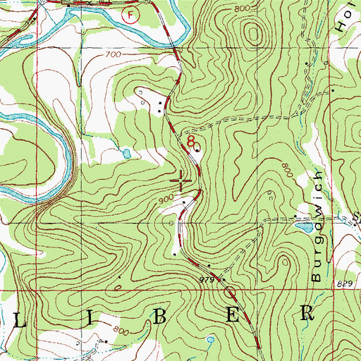 Topographic Map of Chambo Ridge, MO