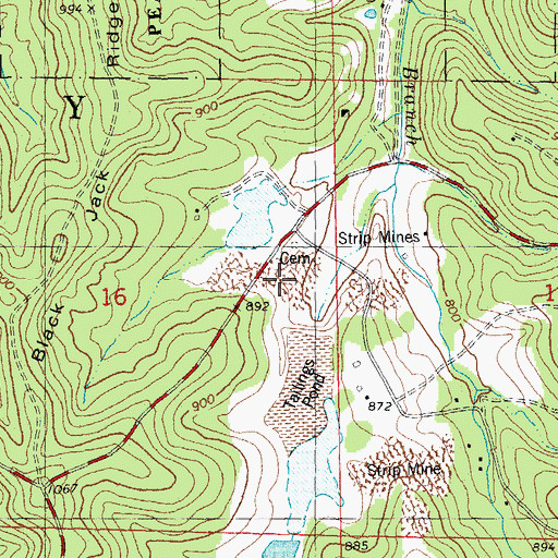 Topographic Map of Bourgawich Lead Mine, MO