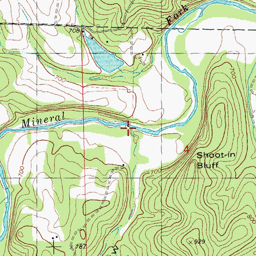Topographic Map of Bourgawich Branch, MO