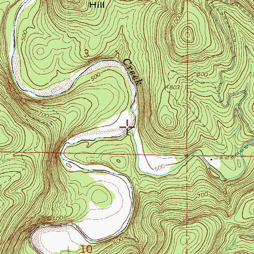 Topographic Map of Spring Creek, AR
