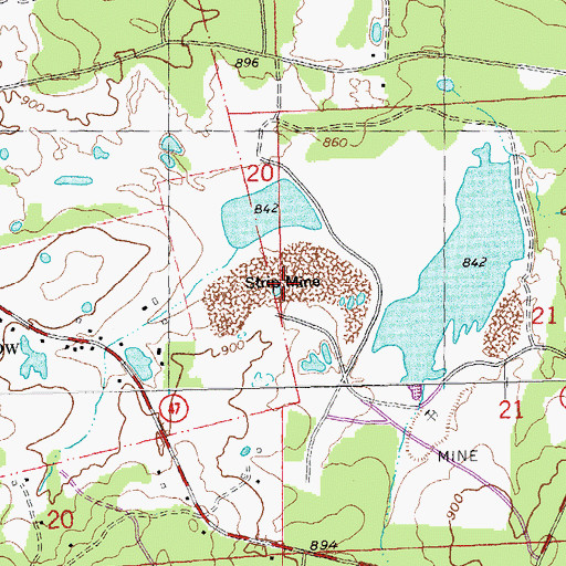 Topographic Map of Mine Shibboleth, MO
