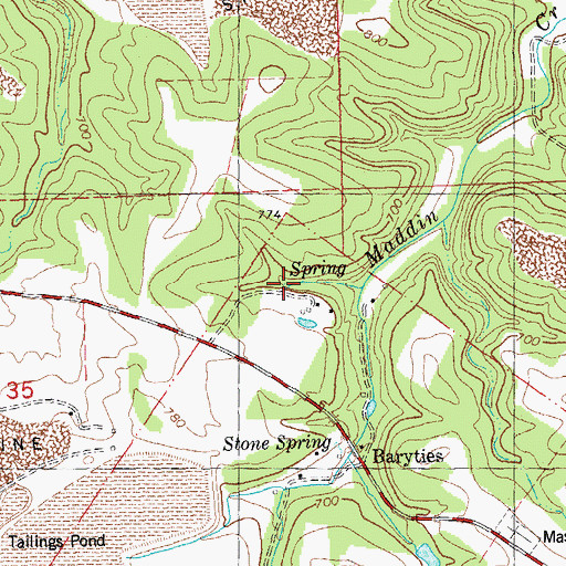 Topographic Map of McGrady Spring, MO