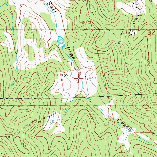 Topographic Map of Fraction Lead Diggings, MO