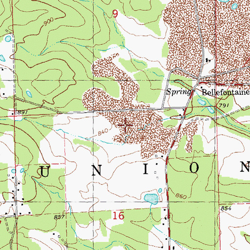 Topographic Map of Bottom Lead Diggings, MO