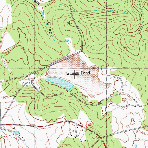 Topographic Map of Block Lead Diggings, MO