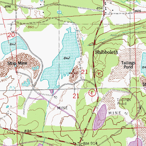 Topographic Map of Black Hill Lead Diggings, MO