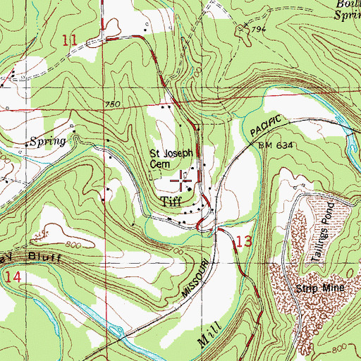 Topographic Map of Saint Joseph School (historical), MO