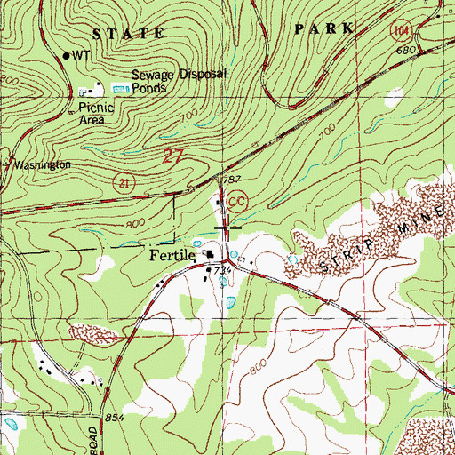 Topographic Map of Maplewood School (historical), MO