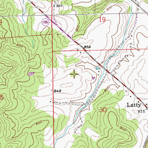 Topographic Map of Roseberry Lead Diggings, MO