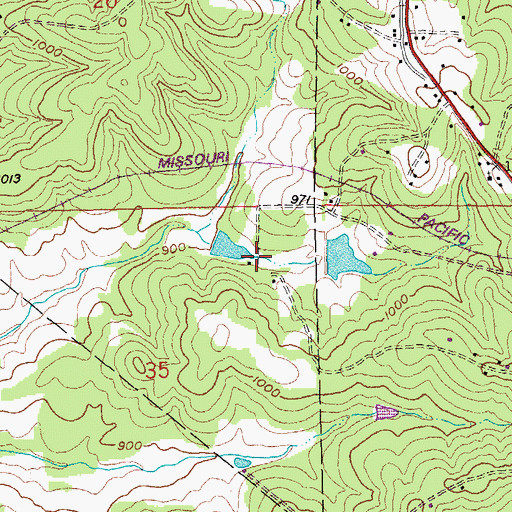 Topographic Map of Post Oak Lead Diggings, MO