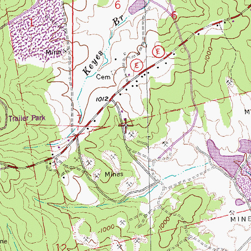 Topographic Map of Negro Lead Diggings, MO