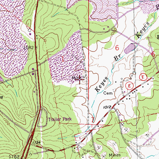 Topographic Map of Hard Bargain Mine, MO