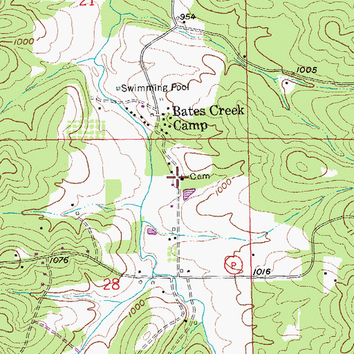 Topographic Map of Bates Creek Baptist Church, MO
