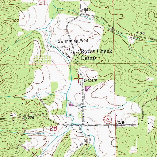 Topographic Map of Bates Creek School (historical), MO