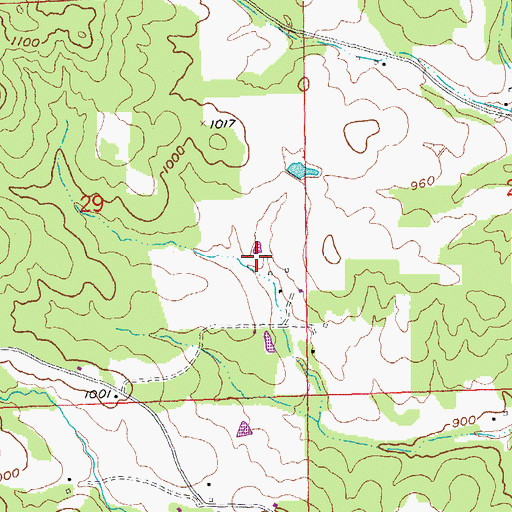 Topographic Map of LeClerks Lead Diggings, MO