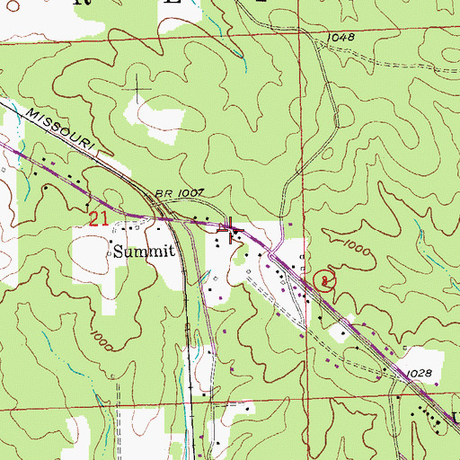 Topographic Map of Hopewell Assembly of God Church, MO