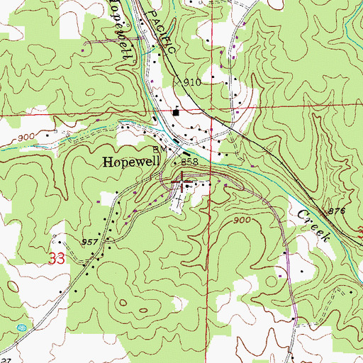 Topographic Map of Hopewell Union Church, MO