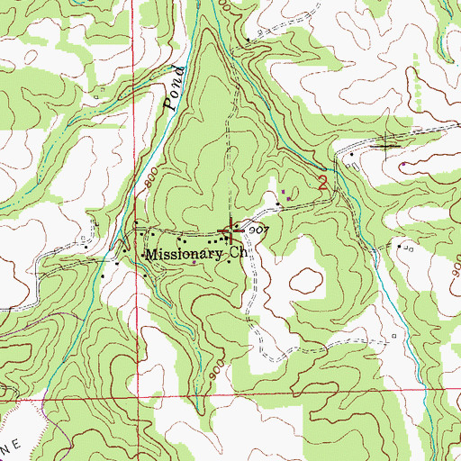 Topographic Map of French Town, MO