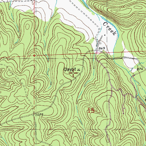 Topographic Map of Water Hill Lead Diggings, MO