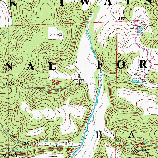 Topographic Map of Ironore Spring School (historical), MO