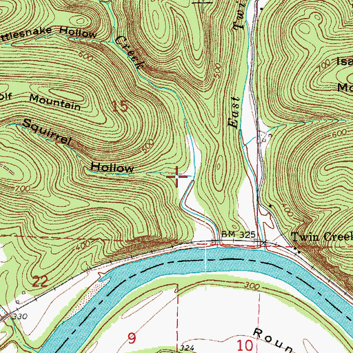 Topographic Map of Squirrel Hollow, AR