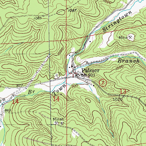 Topographic Map of Palmer School (historical), MO