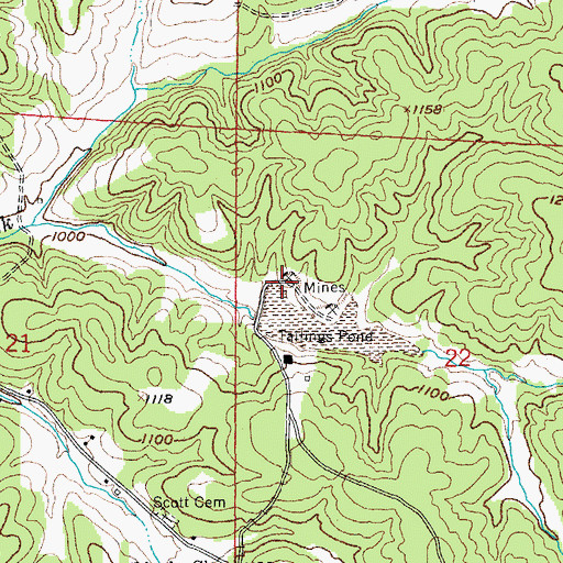 Topographic Map of Hypocrite Lead Diggings, MO
