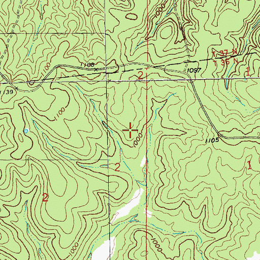 Topographic Map of English Lead Diggings, MO