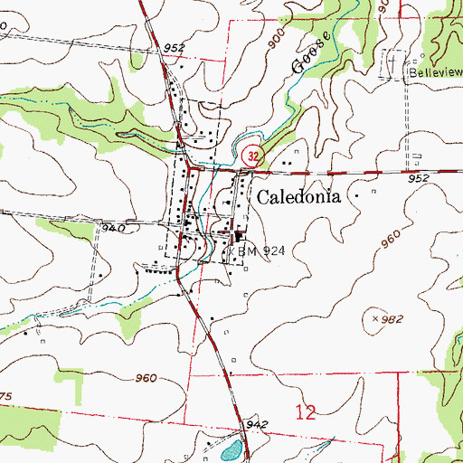Topographic Map of Belleview Collegiate Institution, MO