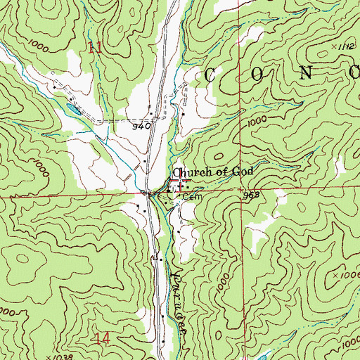 Topographic Map of Furnace Creek School (historical), MO