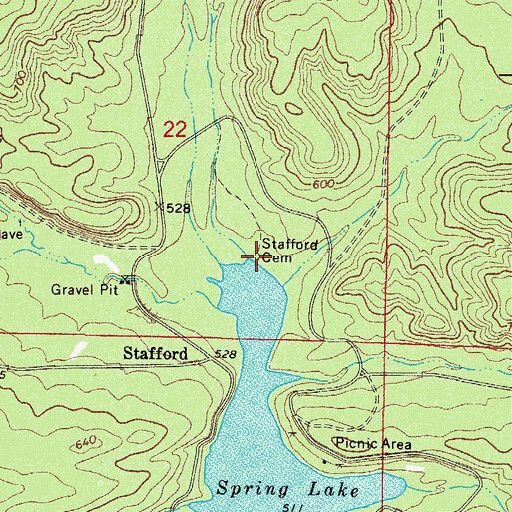 Topographic Map of Stafford Cemetery, AR