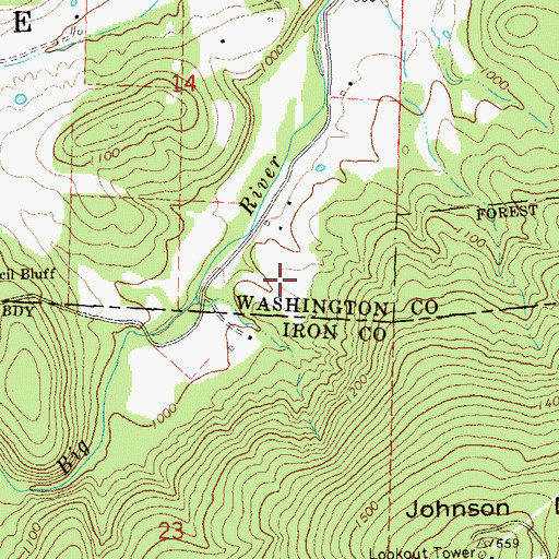 Topographic Map of Council Bluffs, MO