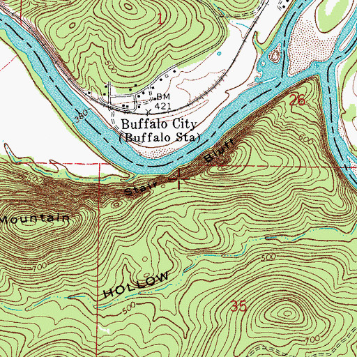 Topographic Map of Stair Bluff, AR