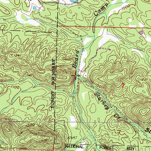 Topographic Map of Starkey Creek, AR