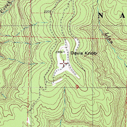 Topographic Map of Davis Knob, AR