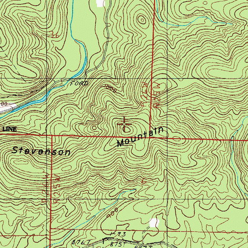 Topographic Map of Stevenson Mountain, AR