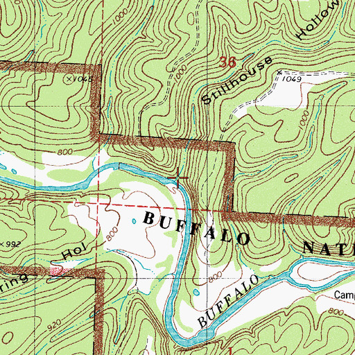 Topographic Map of Stillhouse Hollow, AR